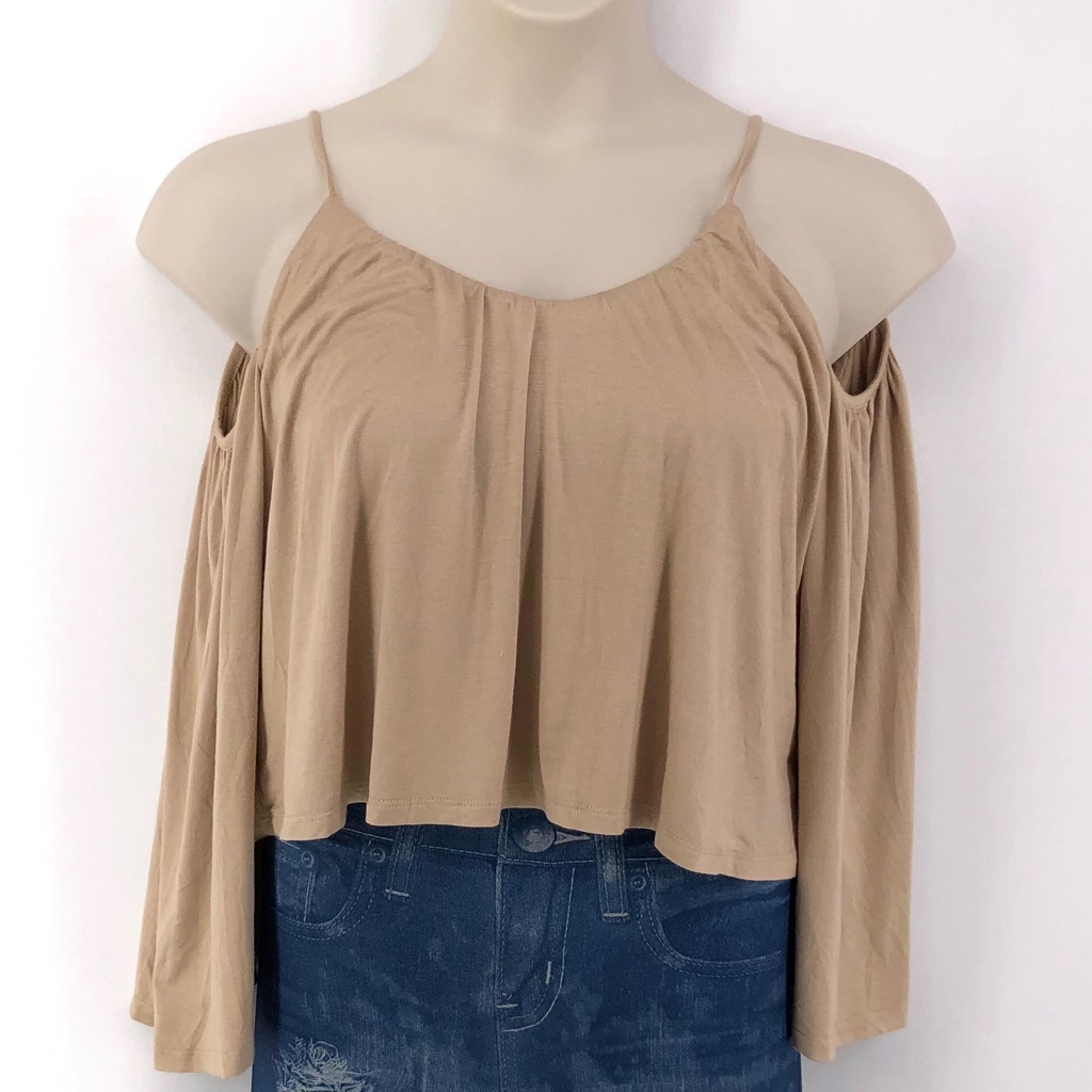 Women’s Beige Off The Shoulder Crop Top Xs